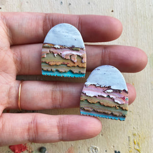 Midi Textured Tac(tile)-Man Statement Studs (I Miss Snow-capped Mountains)
