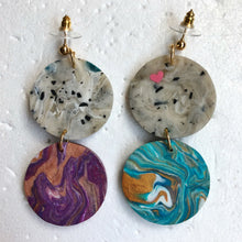 Load image into Gallery viewer, Marble Superheroes with Hearts Statement Dangles
